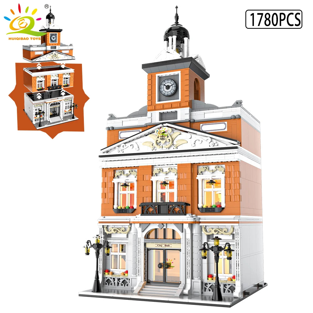 City Corner Coffee Shop Micro Blocks - Street View Architecture Set