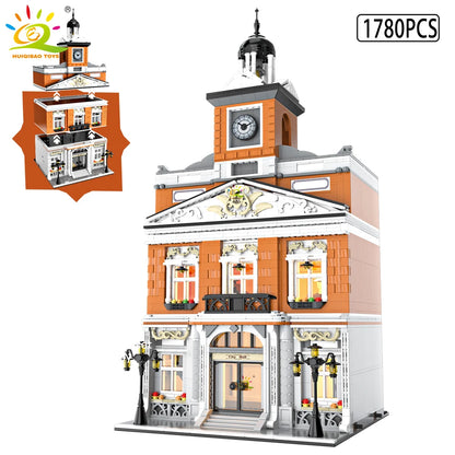 City Corner Coffee Shop Micro Blocks - Street View Architecture Set