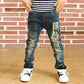 Kids Skinny Denim Trousers - Elastic Waist Sports Bottoms