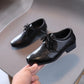 Boys Black Leather Lace-Up Shoes - Britain Style Party Footwear