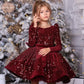 Baby Girls Long Sleeve Christmas Sequin Dress - Vintage Bow Gown