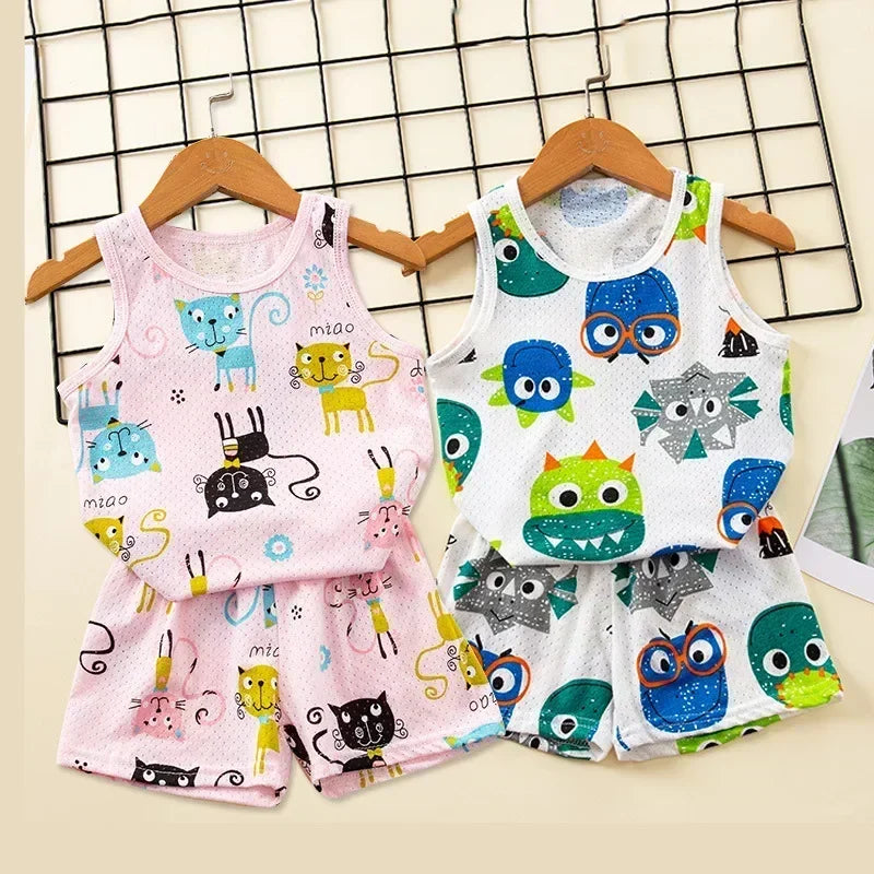 Kids Sleeveless Cotton Pajama Set - Summer Sleepwear