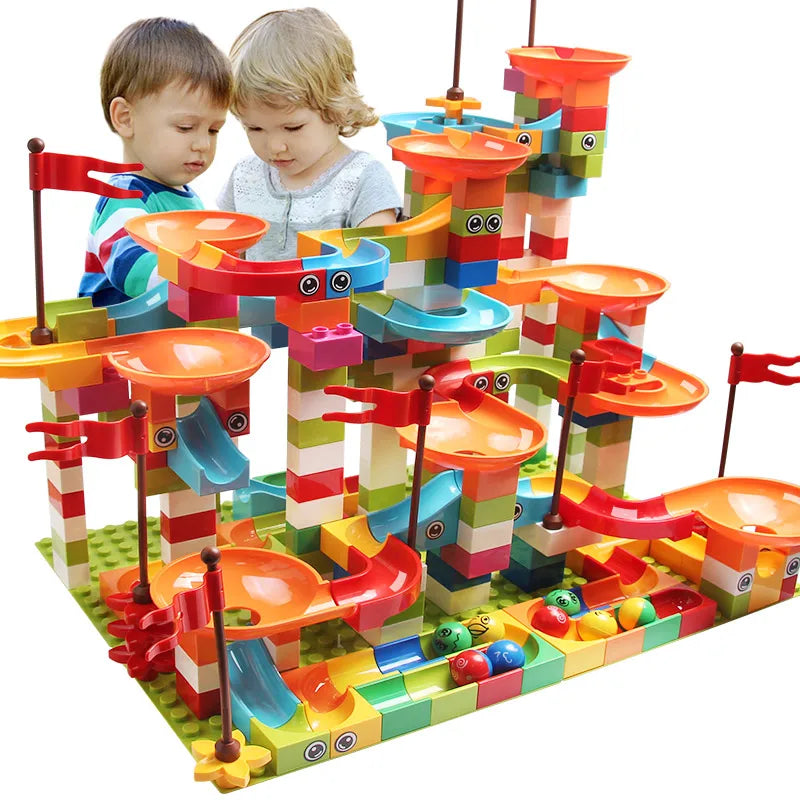 Marble Race Run Building Blocks Set - 77-308 Piece DIY Track Toy