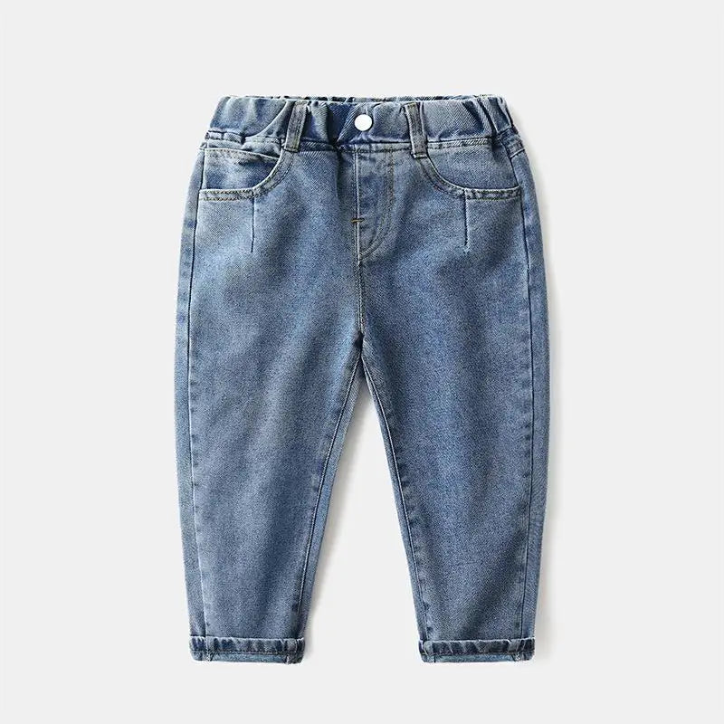Kids Distressed Denim Jeans - Loose Cotton Blend Casual Pants