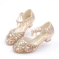 Girls Sequin Crystal Heel Princess Sandals