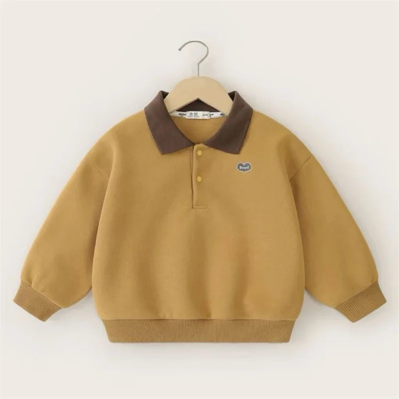 Boys Polo Collar Pullover Sweater - Long Sleeve Letter Jumper