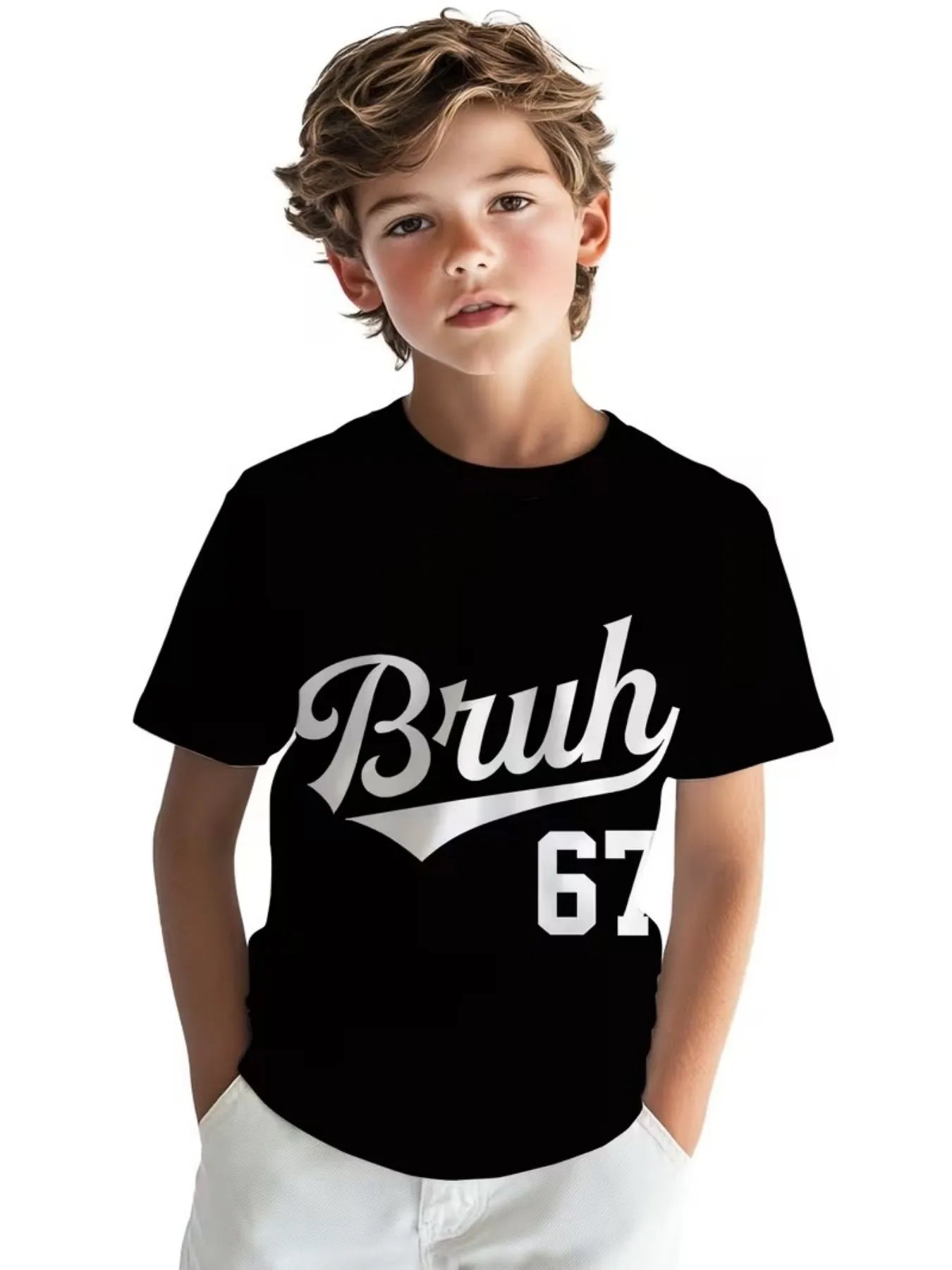 Kids Number Graphic T-Shirt - Loose Short Sleeve Summer Top