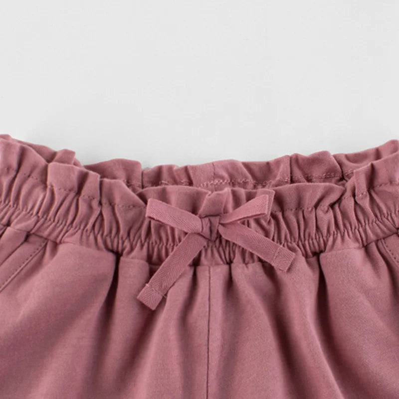 Girls Solid Cotton Casual Summer Shorts