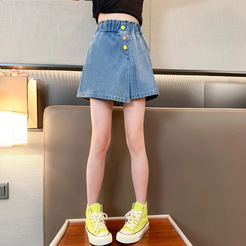 Girls Printed Casual Beach Denim Shorts