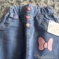 Girls Floral Graffiti Denim Pants - Cartoon Casual Jeans
