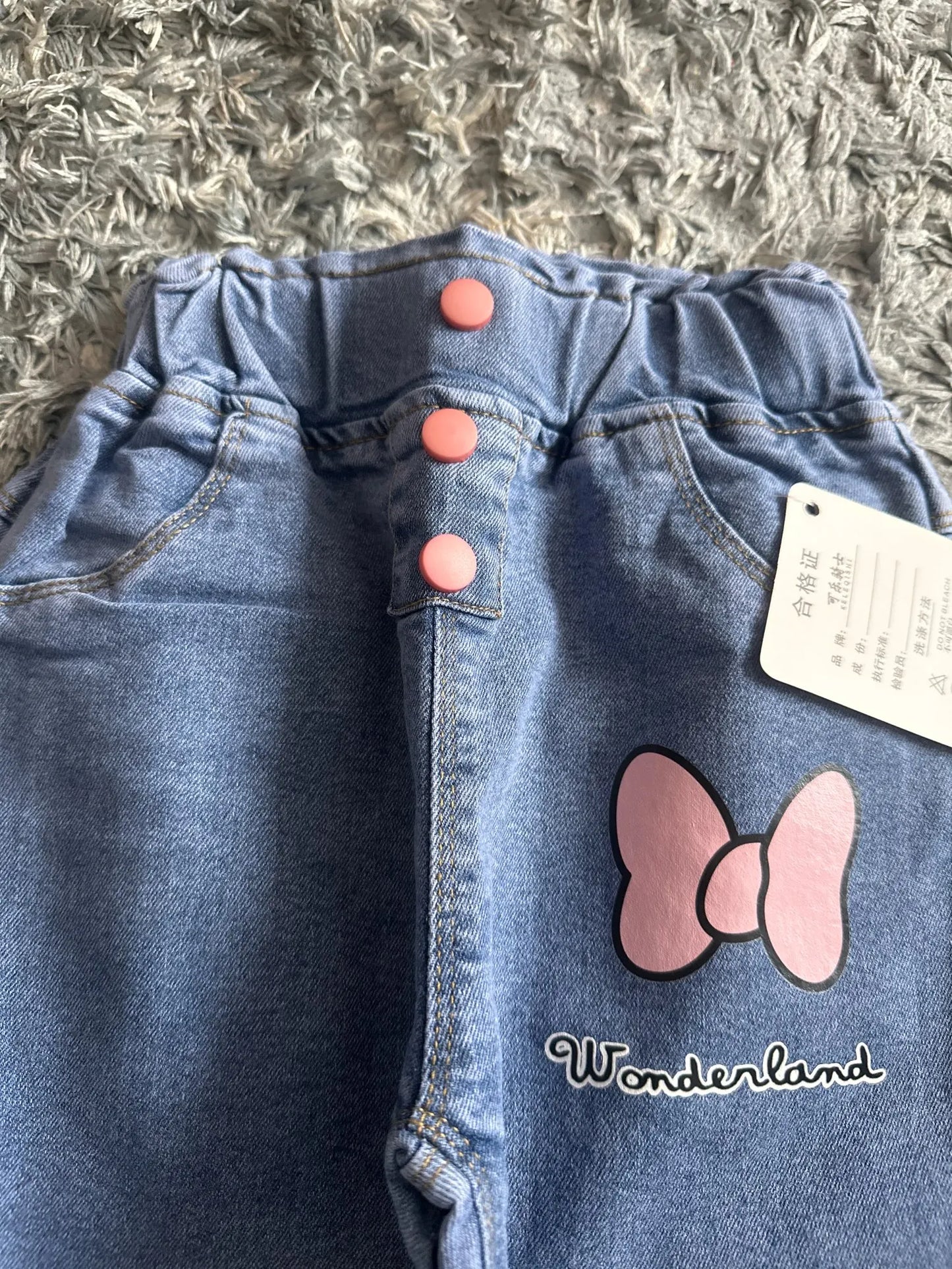 Girls Floral Graffiti Denim Pants - Cartoon Casual Jeans