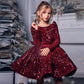 Baby Girls Long Sleeve Christmas Sequin Dress - Vintage Bow Gown