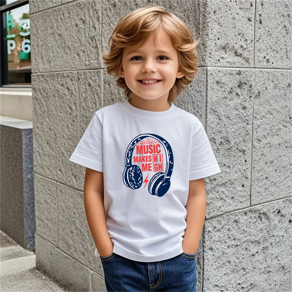 Teen Boys Headphone Print T-Shirt - Cotton Blend DJ Graphic Tee