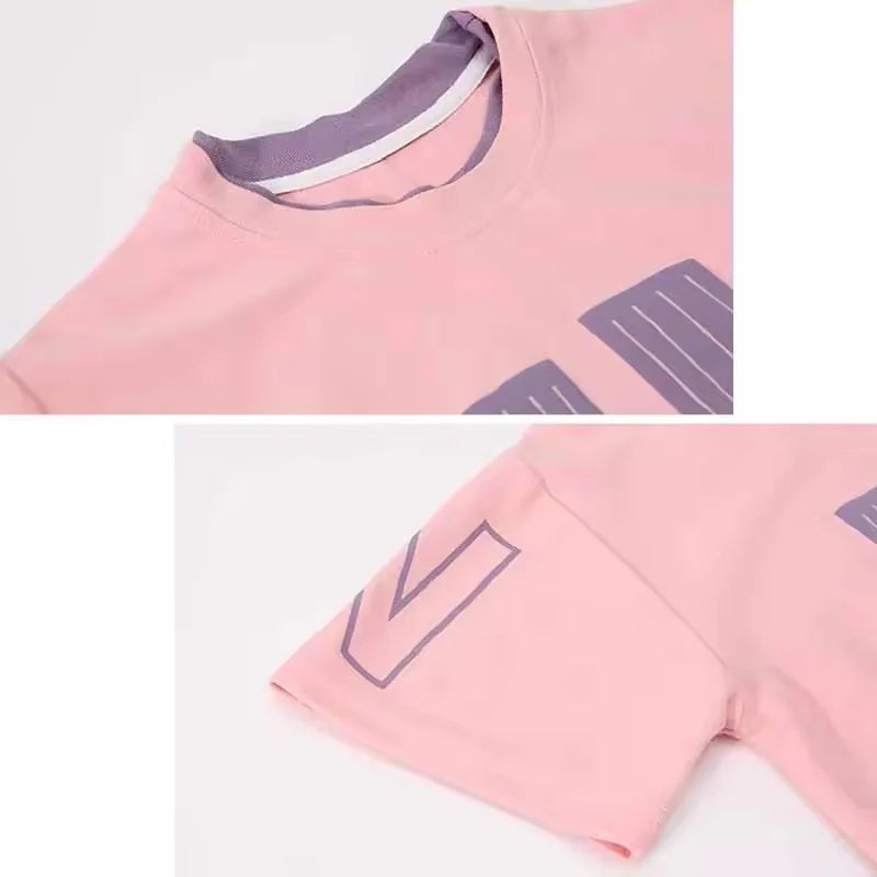 Girls Letter Print Tee and Shorts Set - Loose Summer Outfit