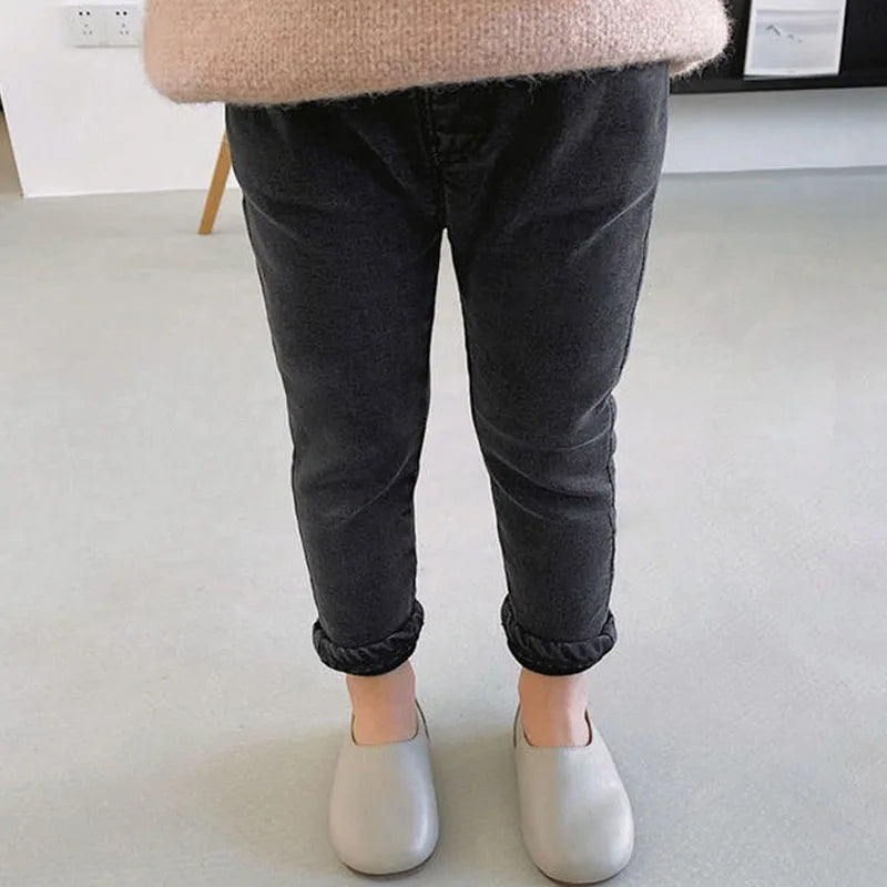 Baby Loose Denim Jeans - Solid Color Spring Autumn Pants
