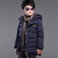Kids Plush Hooded Padded Jacket - Medium Length Winter Coat