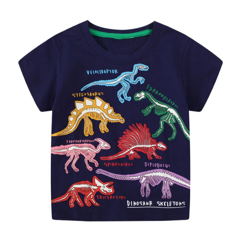 Boys Luminous Dinosaur T-Shirt - Cotton Animal Graphic Tee