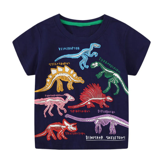Boys Luminous Dinosaur T-Shirt - Cotton Animal Graphic Tee
