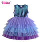 Girls Mermaid Print Sleeveless Tutu Dress - Summer Party