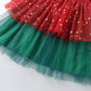 Girls Christmas Sequin Elk Party Dress - Flying Sleeve