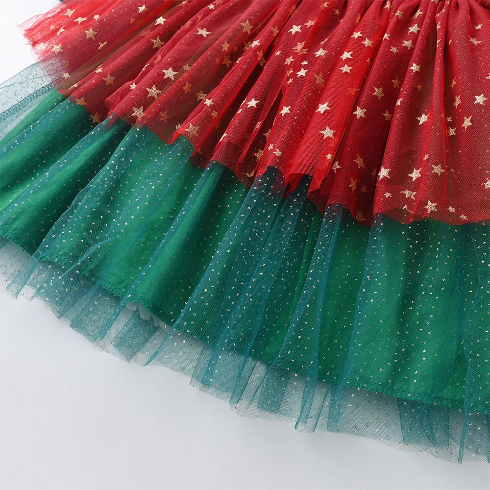 Girls Christmas Sequin Elk Party Dress - Flying Sleeve