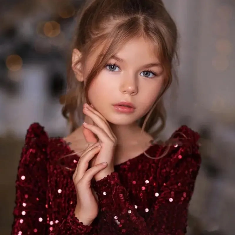 Baby Girls Long Sleeve Christmas Sequin Dress - Vintage Bow Gown