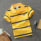 Boys Printed Polo Shirt - Cotton Blend Short Sleeve Lapel Top