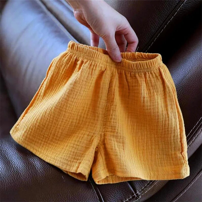 Baby Cotton Linen Summer Shorts - Thin Solid Color Pant