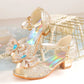 Girls Rhinestone Bow Heel Sandals for Parties
