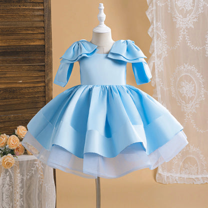 Girls Bow Baptism Princess Dress - Formal Party Outfit