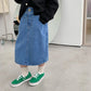 Girls Korean Style Mid Length A-Line Pocket Skirt