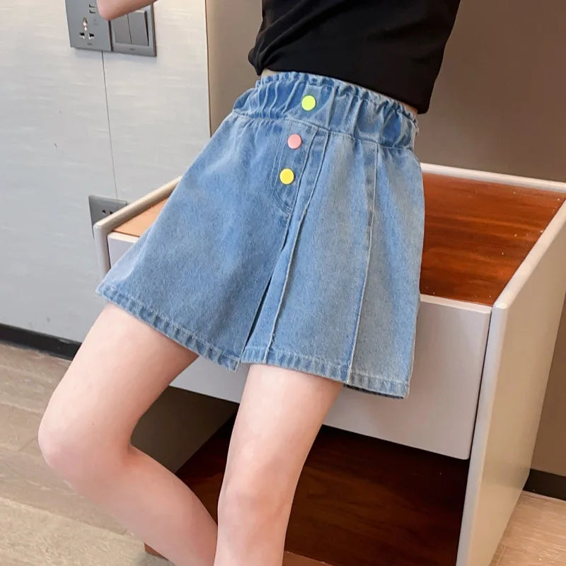 Girls Printed Casual Beach Denim Shorts