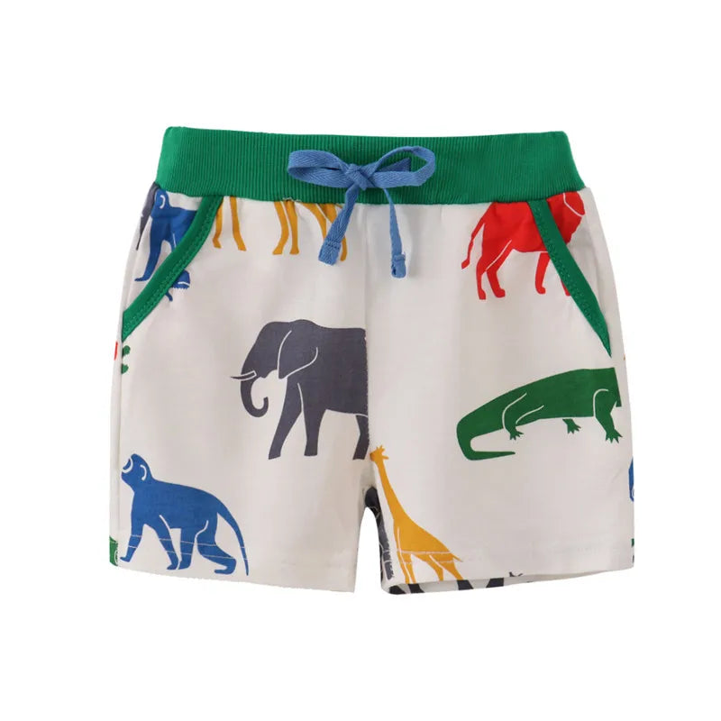 Boys Dinosaur Print Drawstring Shorts - 2-7T Summer Trousers