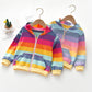 Girls Rainbow Stripe Hooded Jacket - Zipper Pocket Style