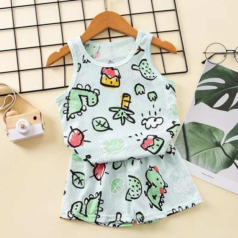 Kids Sleeveless Cotton Pajama Set - Summer Sleepwear