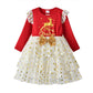 Girls Christmas Sequin Elk Party Dress - Flying Sleeve