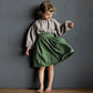 Girls Cotton Linen Elastic Waist Midi Skirt