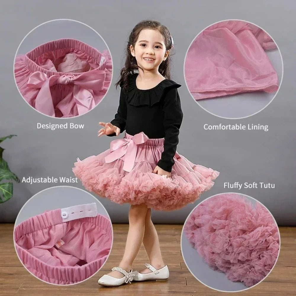 Girls Fluffy Tulle Tutu Skirt for Parties and Ballet