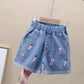 Girls High Waist Distressed Denim Shorts