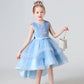 Girls Sequin Lace Sleeveless Wedding Dress - Fluffy Mesh Style