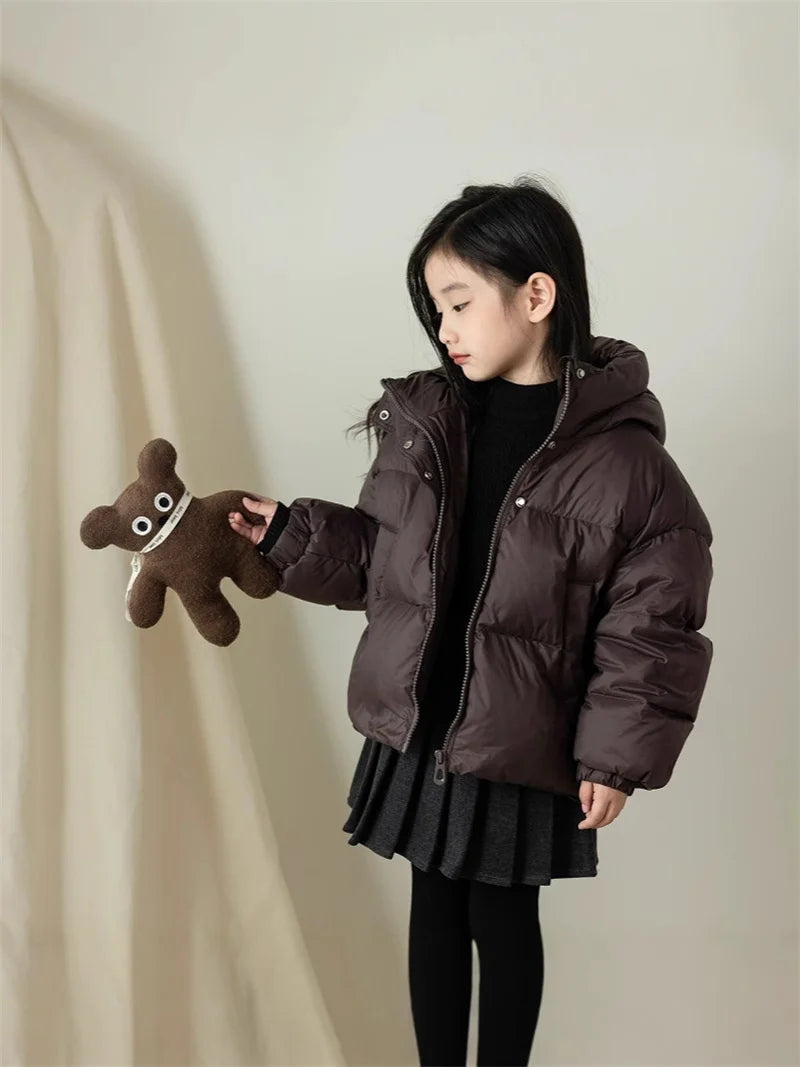 Kids Hooded Cotton Padded Down Coat - Warm Winter Outerwear