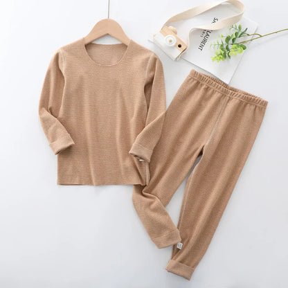 Kids Thermal Underwear Set - Striped Warm Winter Base Layer