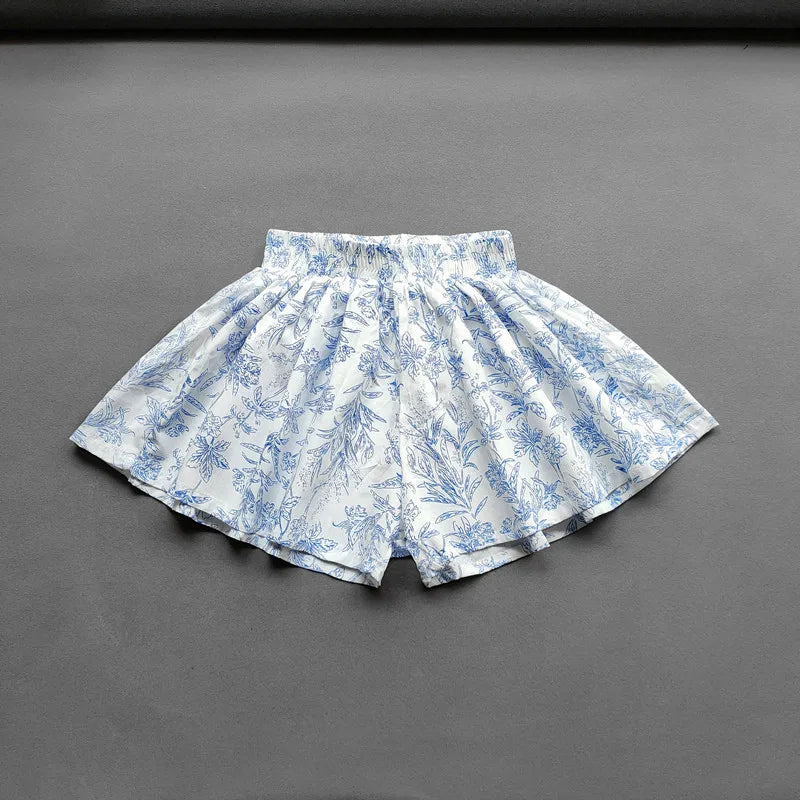 Girls Floral Wide Leg Summer Culotte Shorts