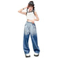 Girls Gradient Wide Leg Jeans and Sleeveless Vest Set