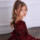 Baby Girls Long Sleeve Christmas Sequin Dress - Vintage Bow Gown