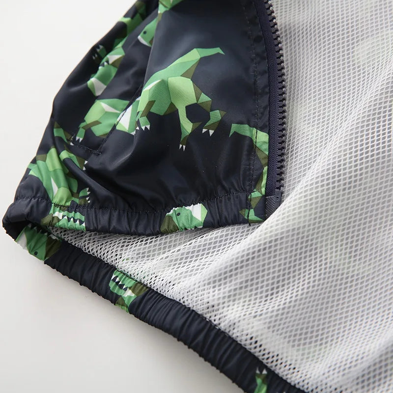 Kids Dinosaur Windbreaker Jacket - Cute Cartoon Hooded Coat