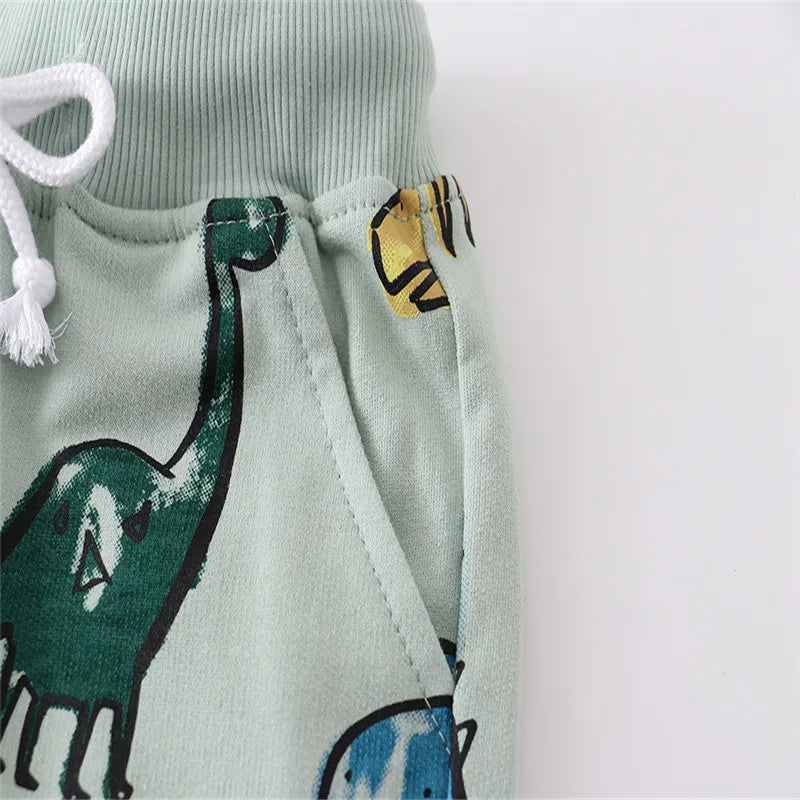 Boys Dinosaur Print Drawstring Shorts - 2-7T Summer Trousers