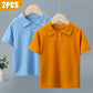 Kids Solid Color Polo Shirt Set - Short Sleeve Lapel Sports Top