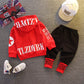 Kids Letter Hoodie Tracksuit - Two-Piece Active Clothing Set
