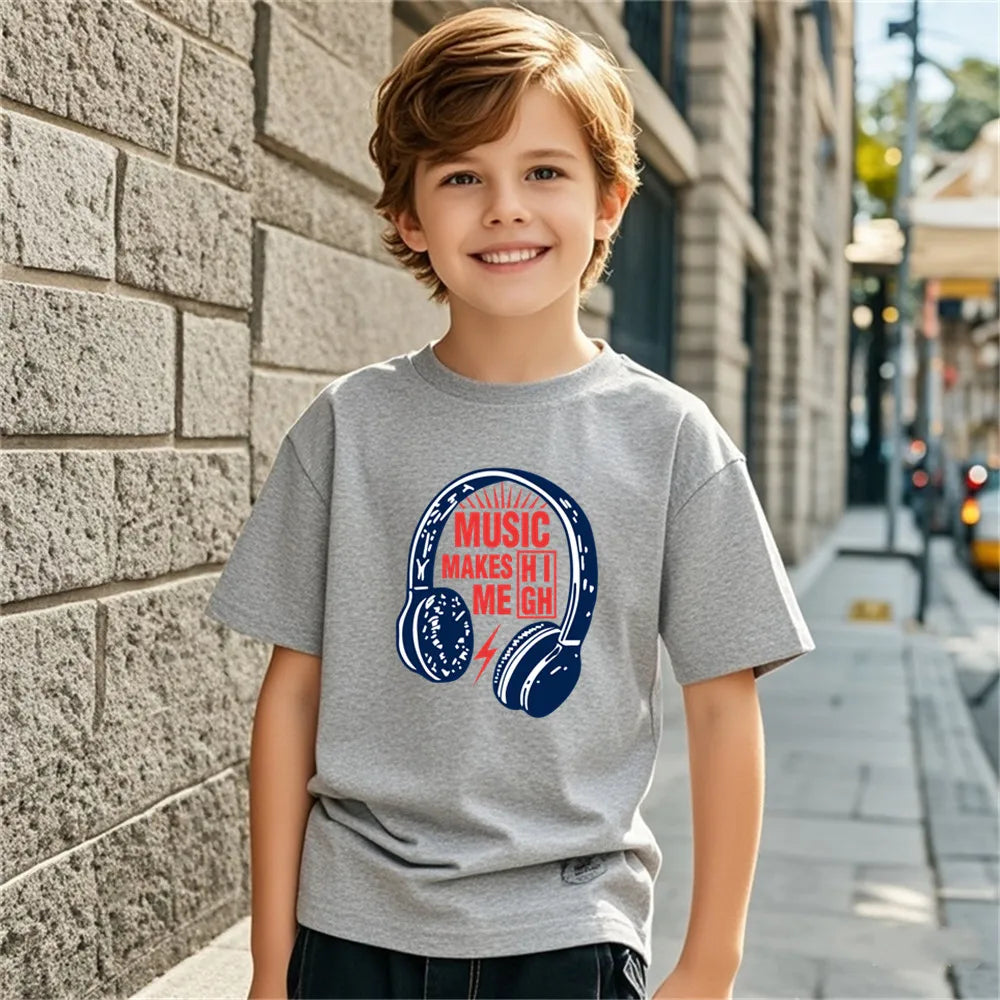 Teen Boys Headphone Print T-Shirt - Cotton Blend DJ Graphic Tee